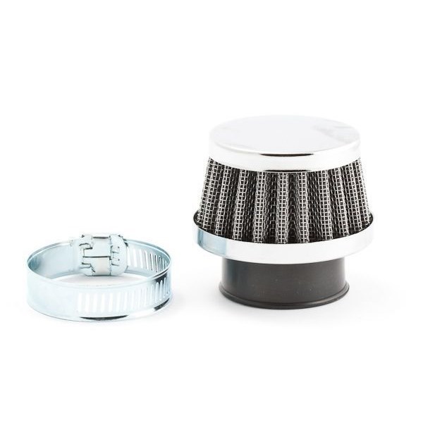 Univerzální vzduchový filtr konus CHROM nízký vstup 38 mm