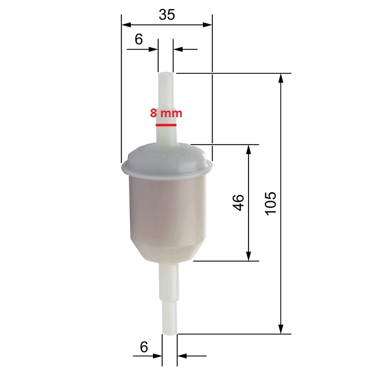 filtr palivový 6/8 mm ATV, MOTO   - papírová vložka