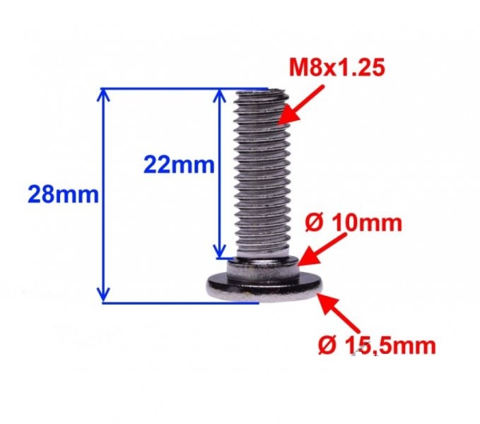 Šroub brzdového kotouče M8x1,25  x 25 mm