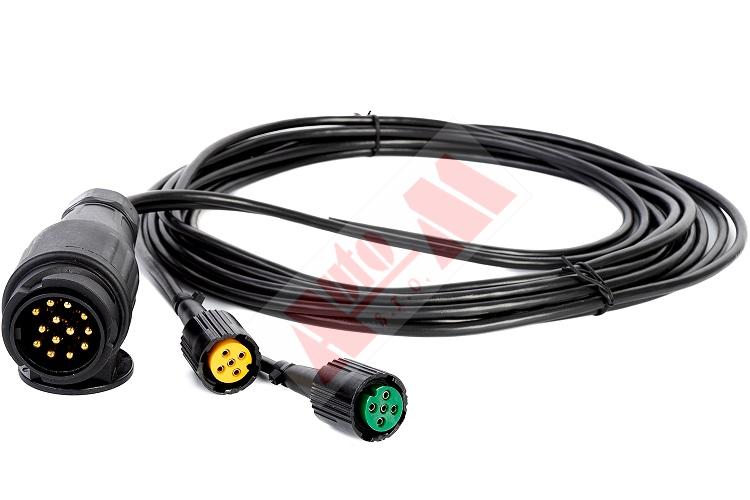 kabeláž k přívěsu 4,10 m + 13 pól zásuvka  - 5+5 piny zástrčky světel- ASPOCK , JOKON