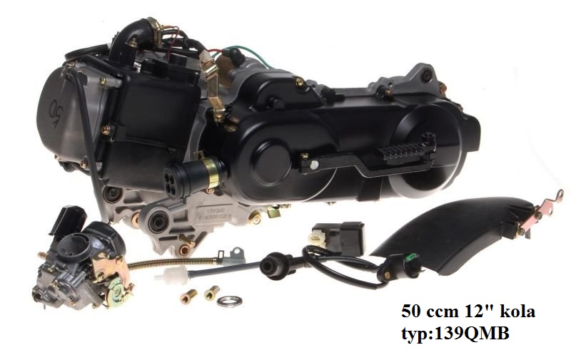 Motor skútr 50 ccm 4T - typ:139QMB pro 12" kola + karburátor,CDI