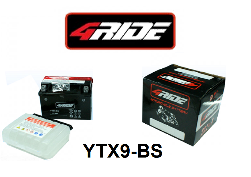 motobaterie - akumulátor YTX9-BS 12V 8Ah 120A 152x88x107 mm 4 RIDE