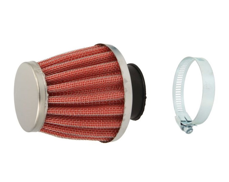 Univerzální vzduchový filtr konus CHROM červený -pro průměr 28 a 34 mm