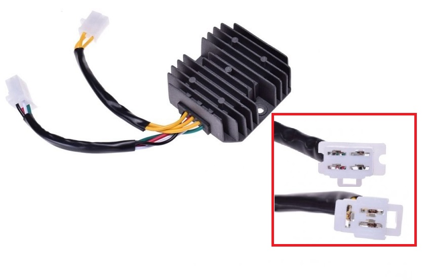regulátor napětí - 7 kabelů - 2 konektory 4+3 piny