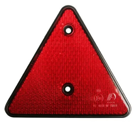 Odrazka trojúhelníková červená MULTIPA, plast s otvory pro šrouby M5
