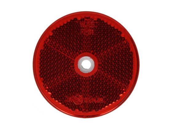 Odrazka kulatá červená průměr 60 mm s otvorem pro šroub